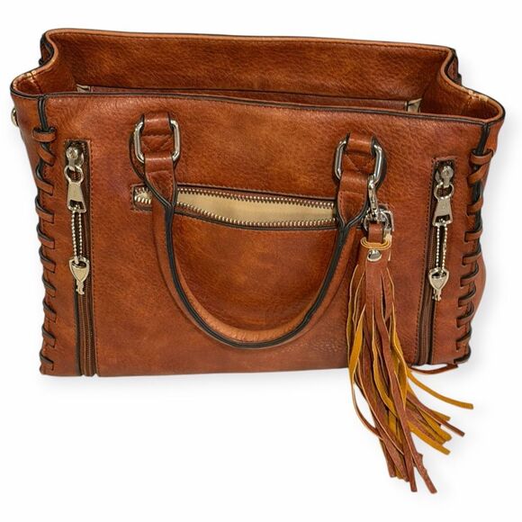 LADY CONCEAL Women’s Brown Concealed-Carry Leather Tote Bag - Picture 5 of 8